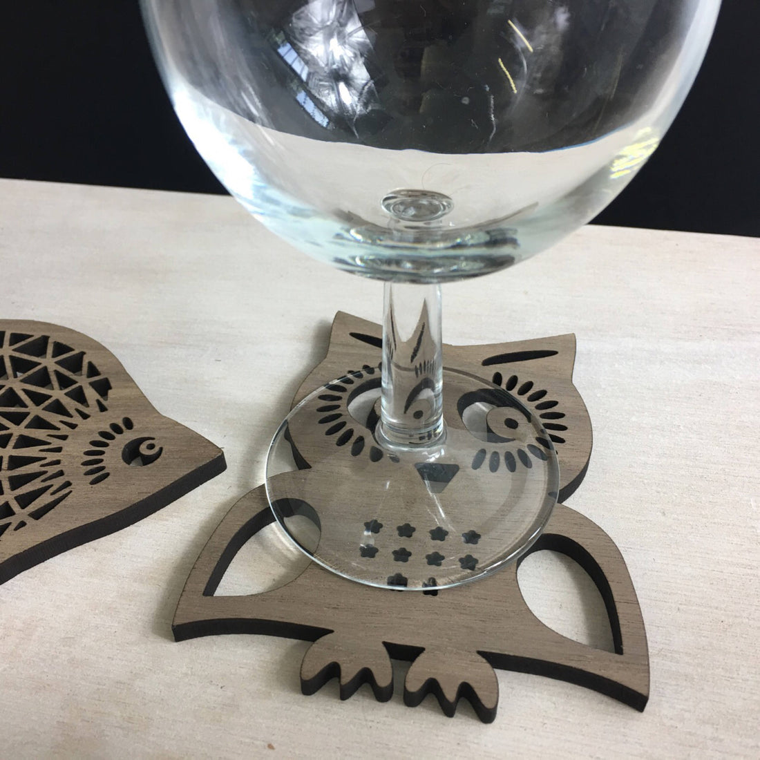 Owl coaster - wood coaster - laser cut coasters - geometric coaster - animal coaster