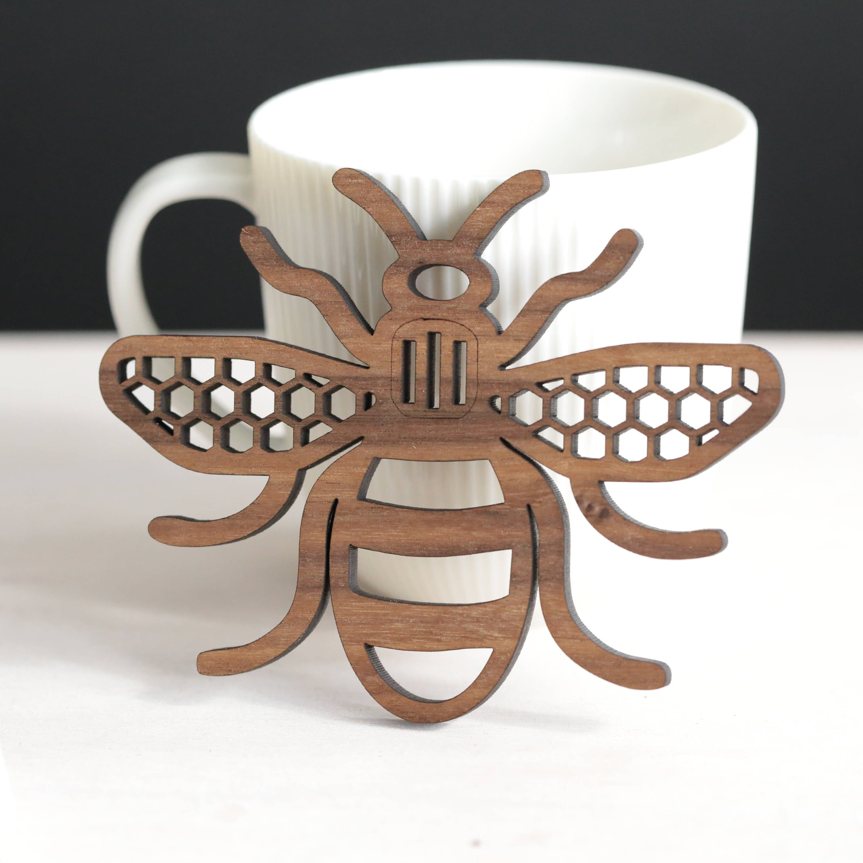 Manchester Bee - real wood coaster - Mancunian - personalised gift