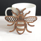 Manchester Bee - oak wood coaster - honeycomb wings - personalised gift - teachers gift