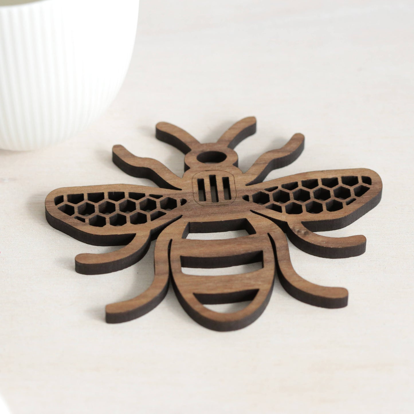 Manchester Bee - real wood coaster - Mancunian - personalised gift