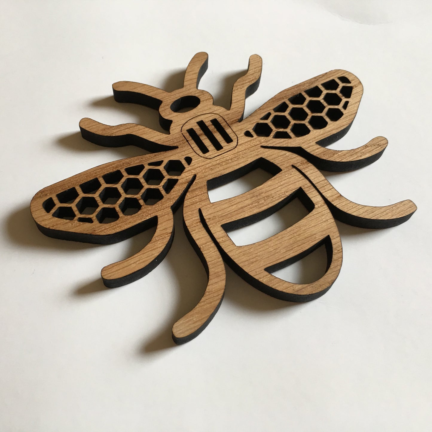 Manchester Bee - oak wood coaster - honeycomb wings - personalised gift - teachers gift
